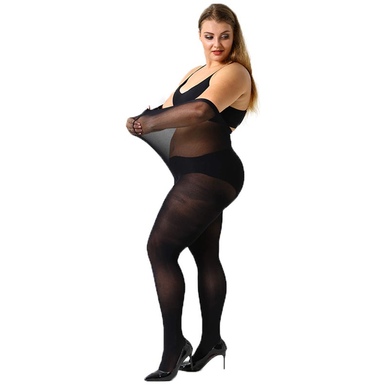 MANZI Plus Size Tights for Women 70D Queen Size Tights(Pack of 2)(Blackï¼Œ4X-Large - Image 2